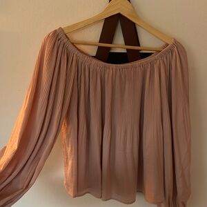 light pink. baloon sleeve. off the shoulder. EXPRESS.